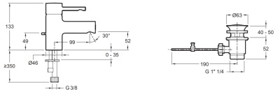 Смеситель для раковины Jacob Delafon Cuff E37301-CP Хром