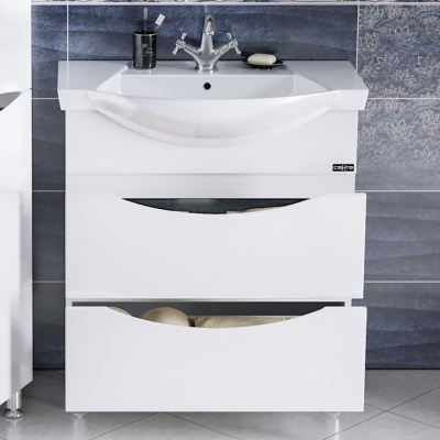 Тумба с раковиной СанТа Сатурн 75 700222 Белая