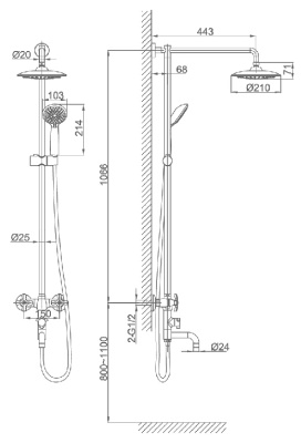 Душевая система D&K Goethe Hessen DA1384741E09 Хром