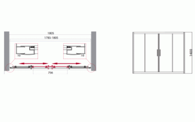 Душевая дверь BelBagno UNO-195-VF-2-180/140-C-Cr 180х140 профиль Хром стекло прозрачное