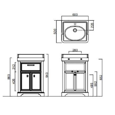 Тумба под раковину Kerama Marazzi Pompei 60 1 ящик, 2 дверцы Белая