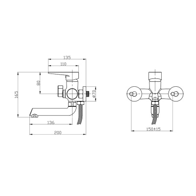 Смеситель для ванны Ростовская Мануфактура Сантехники SL77W-009E универсальный Белый