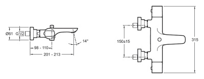 Смеситель для ванны Jacob Delafon Aleo E72286-CP с термостатом Хром