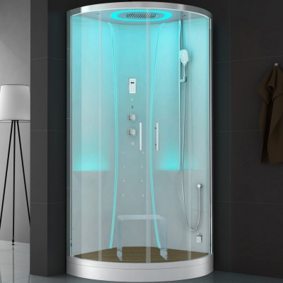 Душевая кабина SSWW B1605 100x100 с баней профиль Белый задняя стенка Белая