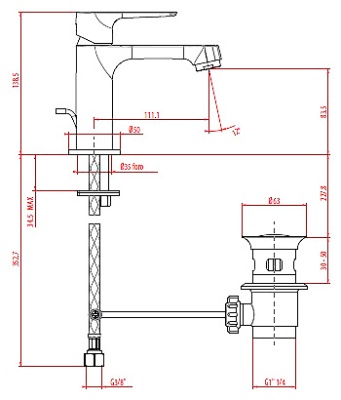 Смеситель для раковины Gattoni H2omix 3041 CO