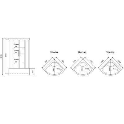 Душевая кабина Timo Eco TE-0780 P 80x80 профиль Белый стекло матовое