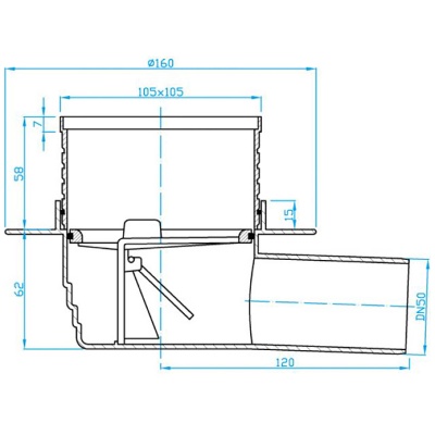 Душевой трап PlastBrno SI50G01 с решеткой