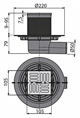 Душевой трап Alcaplast APV101 с решеткой