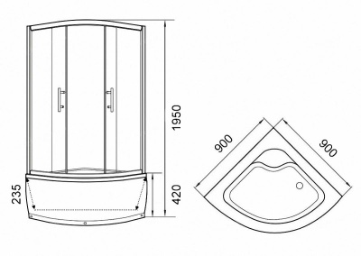 Душевой уголок Parly ZЕ90 90х195 профиль Белый стекло матовое