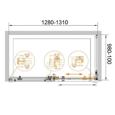 Душевой уголок Cezares Stylus-M AH-1 130x100 профиль Хром стекло прозрачное
