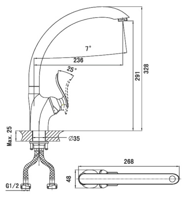 Смеситель для кухни D&K Bayern Liszt DA1232401 Хром