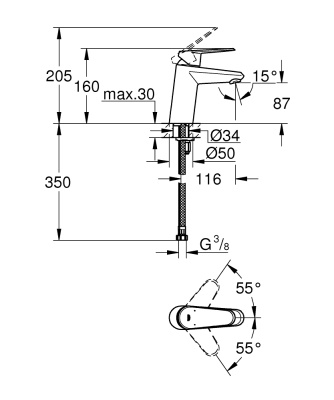 Смеситель для раковины Grohe Eurodisc Cosmopolitan 3246920E Хром