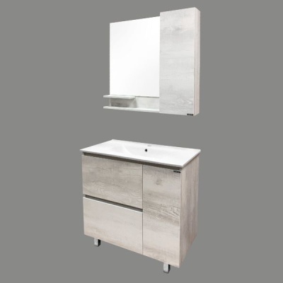 Зеркало со шкафом Comforty Верона 90 4136714 Дуб белый