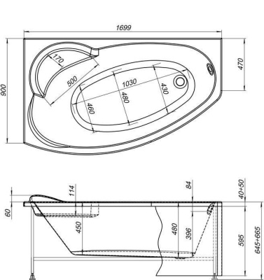 Акриловая ванна Aquanet Sofia 170x100 L 204039 + 242139 без гидромассажа