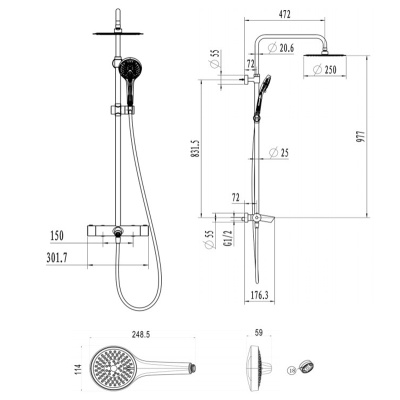 Душевая система Villeroy&Boch Embrace Plus TVS1082500461 с термостатом Хром
