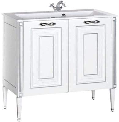 Тумба под раковину Aquanet Паола 90 181762 Белая серебро
