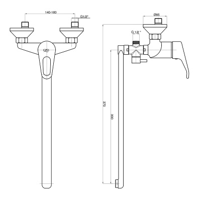 Смеситель для ванны GPD Kalipso MAE23-3 универсальный Хром