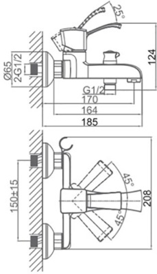 Смеситель для ванны D&K Rhein Bach DA1473201 Хром
