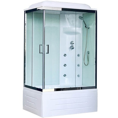 Душевая кабина Royal Bath BP 120х80 RB8120BP3-WT-CH-R с гидромассажем профиль Хром задняя стенка Белая