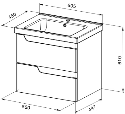 Тумба с раковиной Orange Milano 60-02 ТР-М 60-02 подвесная Белая