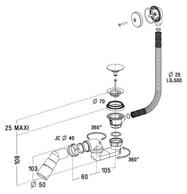 Сифон для душевого поддона Radaway Turboflow D50 Clic-Clak B602R Хром