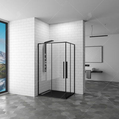 Душевой уголок RGW Stilvoll SV-41-B 80x120 профиль Черный стекло прозрачное