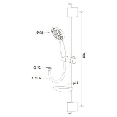 Душевой гарнитур Latuno L80045 Хром