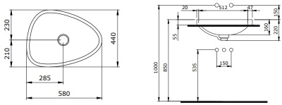 Раковина Bocchi Etna 58 1112-020-0125 Антрацит матовая