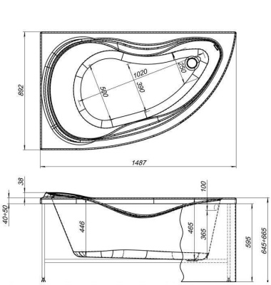 Акриловая ванна Aquanet Maldiva 150x90 L 00204001+184067+204668 с гидромассажем