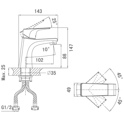 Смеситель для раковины D&K Rhein Hertz DA1292101 Хром