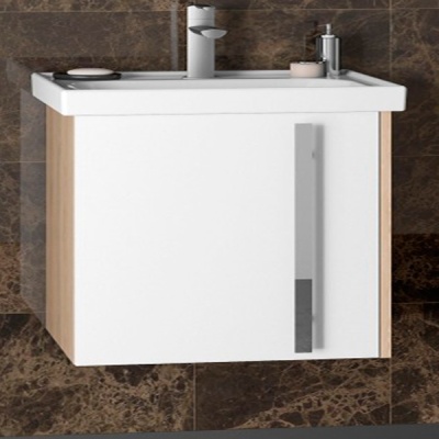 Тумба под раковину Opadiris Стайл 70 Z0000012274 подвесная Белая глянцевая/Дуб орегон