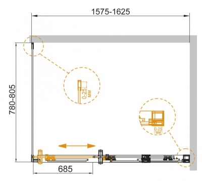 Душевой уголок Cezares Duet Soft-AH-1 160х80 профиль Хром стекло прозрачное