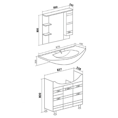 Мебель для ванной Runo Турин 85 Белая