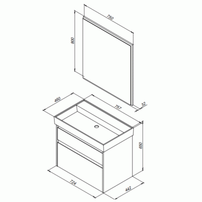 Комплект мебели для ванной Aquanet Nova Lite 75 242904 подвесной Дуб рошелье