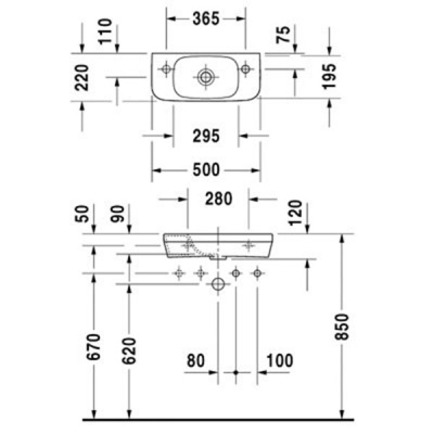 Раковина Duravit Durastyle 50 R 0713500008 Белая