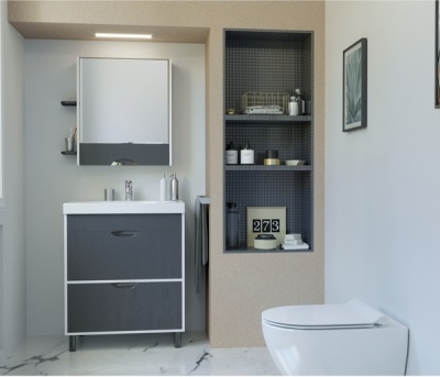 Тумба под раковину Mixline Байкал 60 539810 Белая Серая