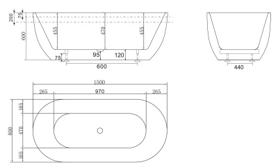 Акриловая ванна BelBagno BB70-1500-800 150х80 без гидромассажа