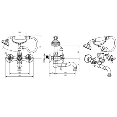 Смеситель для ванны Boheme Crystal 313-CRST Бронза