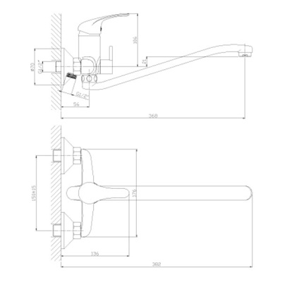 Смеситель для ванны и душа Rossinka A35-34 Хром