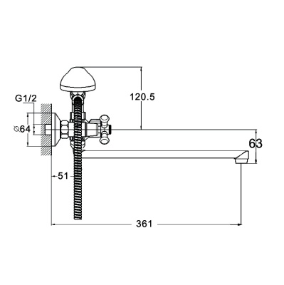Смеситель для ванны G-Lauf QMT7-B722 универсальный Хром