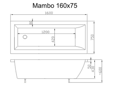 Акриловая ванна Victory Spa Mambo 160 Без системы управления