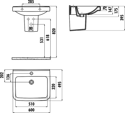 Раковина Creavit Lara 60 LR060-00CB00E-0000 Белая