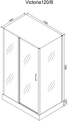 Душевой уголок Cerutti SPA Victoria 120x90 B профиль Черный стекло прозрачное