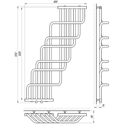 Водяной полотенцесушитель Laris Ника Премиум 120х80 Хром