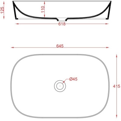 Раковина Artceram Ghost 65 GHL002 03 00 Черная глянцевая
