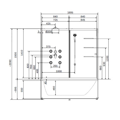 Душевой бокс AM.PM Sense 170x85 с гидромассажем без пара