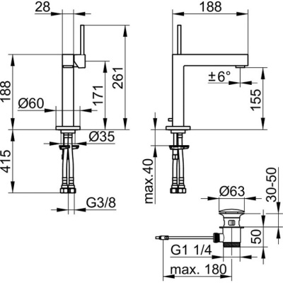 Смеситель для раковины Keuco Edition 90 59002 010000 Хром