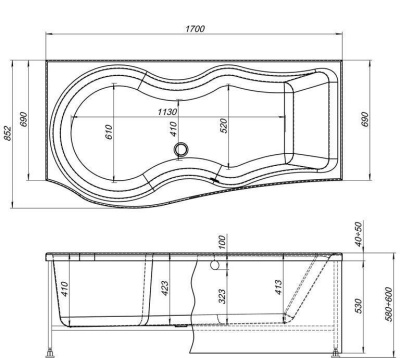 Акриловая ванна Aquanet Nicol 170x85 L 204014 без гидромассажа