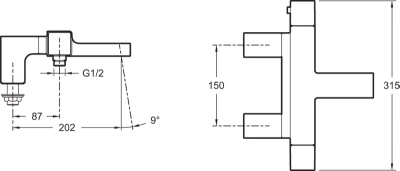 Смеситель для ванны Jacob Delafon Strayt E9129-CP с термостатом Хром