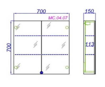 Зеркальный шкаф Aqwella МС 70 МС.04.07/DS Дуб сонома